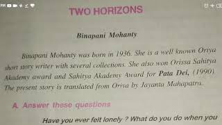 Two Horizons by Binapani Mohanty in Hindi | Lesson 6 | Part 1 | English 2 | BSEB STET