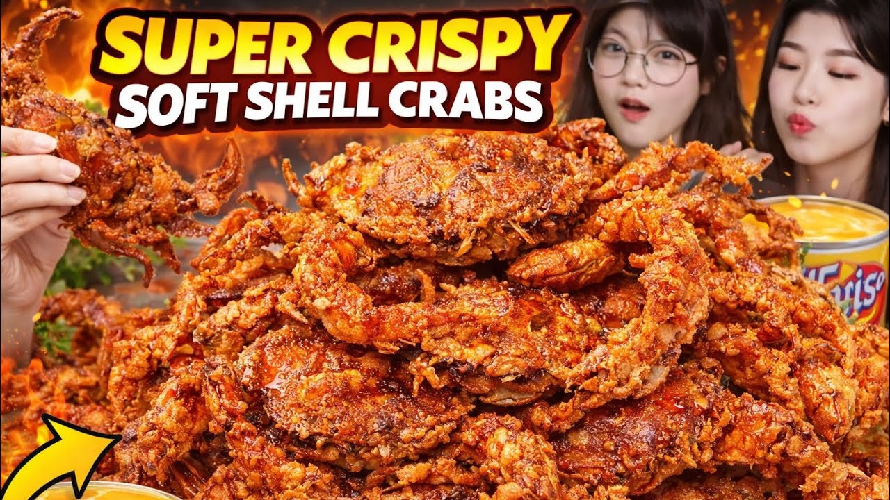 CRUNCH ATTACK! 🦀 Super Crispy Soft Shell Crabs Mukbang Compilation 🔥✨#asmr #mukbang #mukbangers 