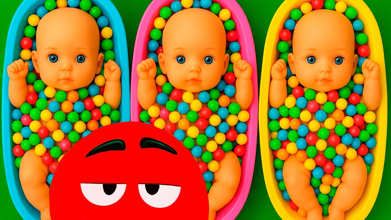 4 Minutes Satisfying with Full of 3 Rainbow BathTubs Candy with M&M's & Magic Slime Cutting Video 11