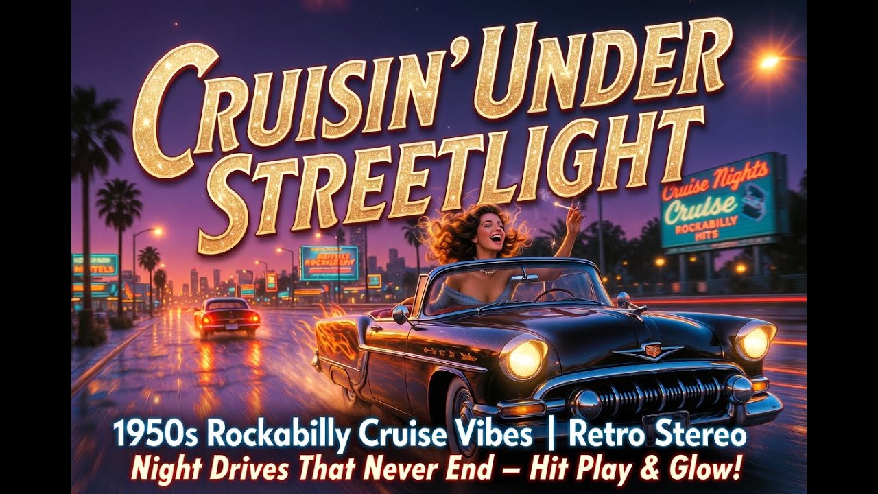 Cruisin’ Under Streetlight 🚗✨ | 1950s Rock ’n’ Roll Night Drive | Retro Stereo