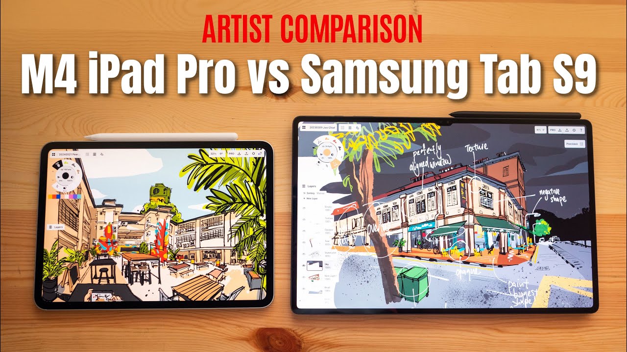 M4 iPad Pro vs Samsung Tab S9 (artist comparison) - YouTube
