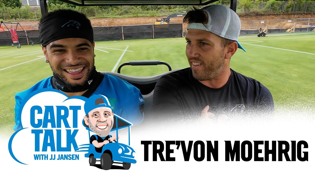 Panthers Safety Tre'Von Moehrig Learning Guitar. | Cart Talk with JJ Jansen | Carolina Panthers