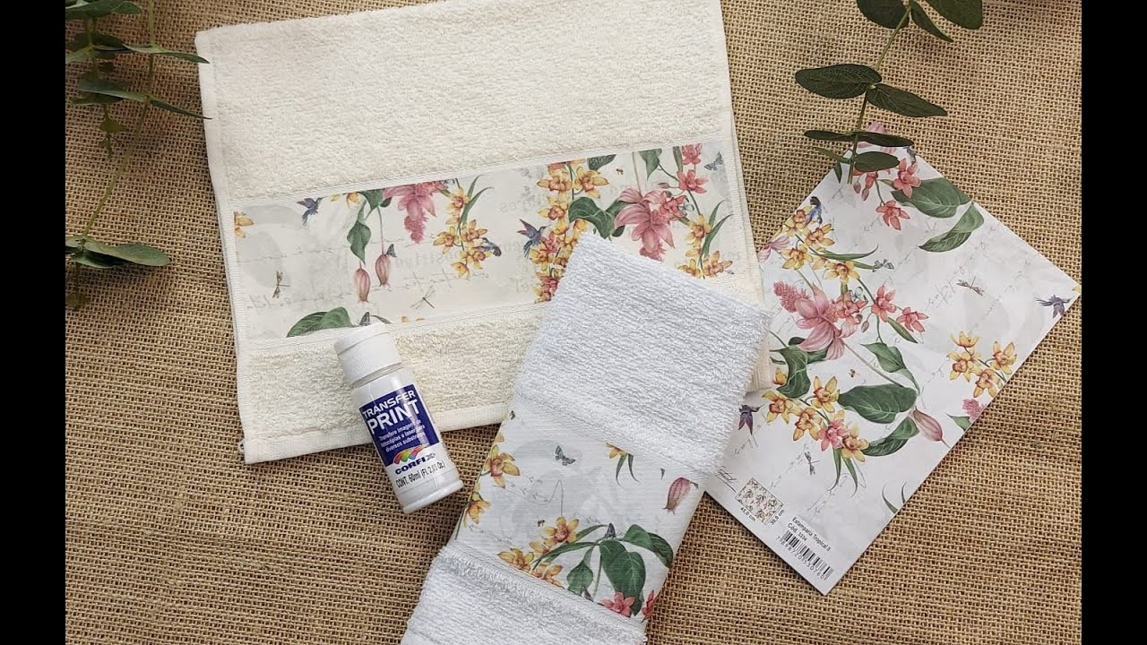Transferência de Estampa floral em Toalha de Lavabo, por Mayumi Takushi