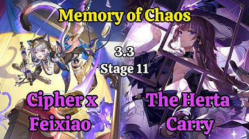 E0S1 Cipher x Feixiao & E0S1 The Herta Carry Memory of Chaos Stage 11 clear / Hsr