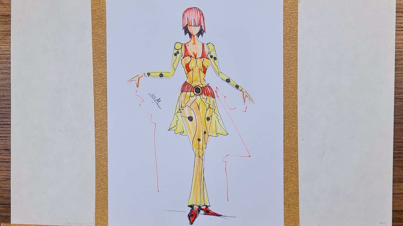 SSM Fashion Spring 2026: Bold Yellow & Red Avant-Garde Runway Sketch | Must-See Trend Alert!