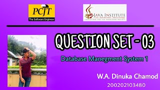 Question Set 03 | Database Management System | Java Institute