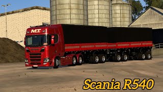 SCANIA R540  DA MT TRANSPORTES + RODOTREM RANDON NEW R, SAINDO DA FAZENDA NO LEM - GALERA DO GRÃO!