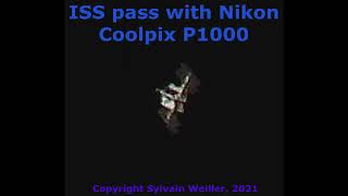 ISS PASS Mg -3.8 Max Height 65° with Nikon Coolpix P1000 @ 3000mm