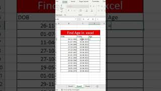 Excel trick | how to find you age in Excel | age finder formula #short #trending #shorts