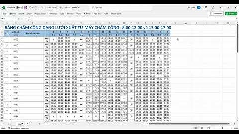 Hướng dẫn xử lý dữ liệu Excel xuất từ máy chấm công dạng lưới