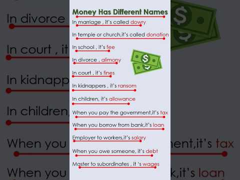 Money Has Different Names (Money Synonym)