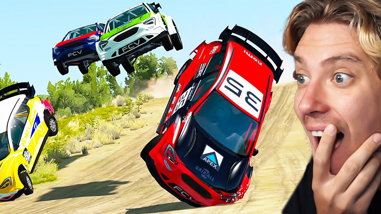 Реакция на аварии на ралли в BeamNG