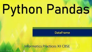Python Pandas Tutorial in Hindi,Introduction to DataFrames,IP XII CBSE