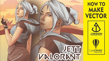 HOW TO DRAWING VECTOR ART JETT VALORANT COSPLAY CHARACTER USING COREL DRAW