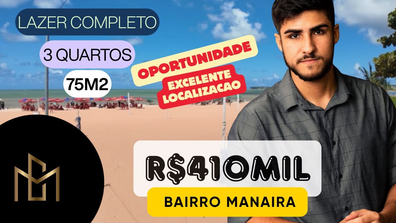 R$410mil em MANAÍRA, APARTAMENTO COM 3 QUARTOS, QUADRA, PISCINA, ACADEMIA. ELEVADOR 900M DA PRAIA 