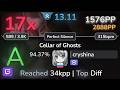 🔴 13.1⭐ cryshina | Kardashev - Cellar of Ghosts [Perfect Silence] +DT 94.37% | 1576pp 17❌ - osu!