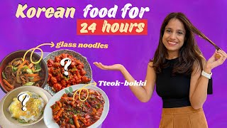 Eating Only KOREAN Food For 24 Hours 😍😍 | Eating NEVER Tried Before Korean Dishes 😱| So Saute