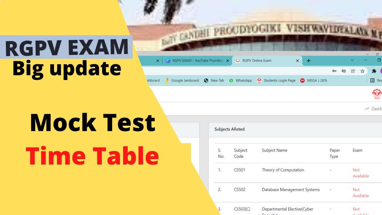 rgpv mock test online time table |  rgpv mock test | rgpv exam 2021 latest news | rgpv news today