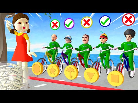 Scary Stranger 3D - Squid Game(오징어 게임) Trying Honeycomb Candy Shape Challenge in BikeRacing Game #34