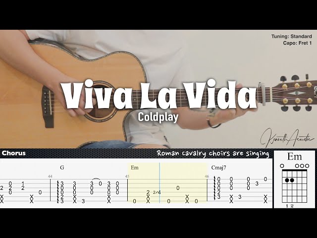 Viva La Vida - Coldplay | Fingerstyle Guitar | TAB + Chords + Lyrics class=