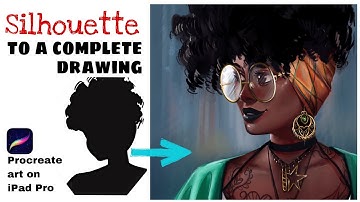 Procreate art on iPad Pro time lapse video- Silhouette to a complete drawing (with reference)