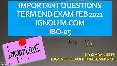 IMPORTANT QUESTION IBO-05 || FEB 2021 || IGNOU || M.COM (MUST WATCH) ☑️😎 @IGNOUepathshalabySimran0108