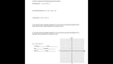 Algebra 2 Unit 4 Quadratics Review