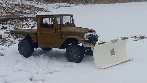 wpl c44 snow plow first good snow to test it with!!