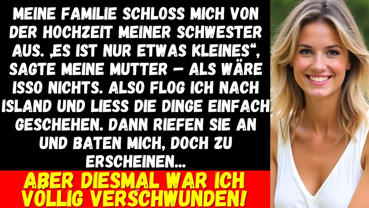 Nachdem meine Familie mich von der Hochzeit meiner Schwester ausgeschlossen hatte, floh ich nach…