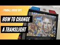 How to change a pinball translite   beginner quick tips williams bally data east and stern