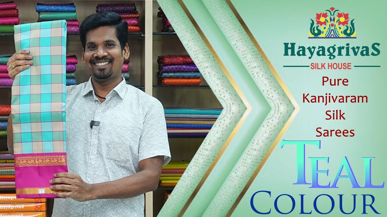Hayagrivas Handloom Kanchipuram Teal Colour Sarees | Pure Silk Saree Collections | Wedding Shopping