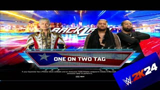 FULL MATCH - CODY RHODES VS SOLO SIKOA AND JIMMY USO ONE ON TWO TAG MATCH IN BACKLASH | WWE 2K24