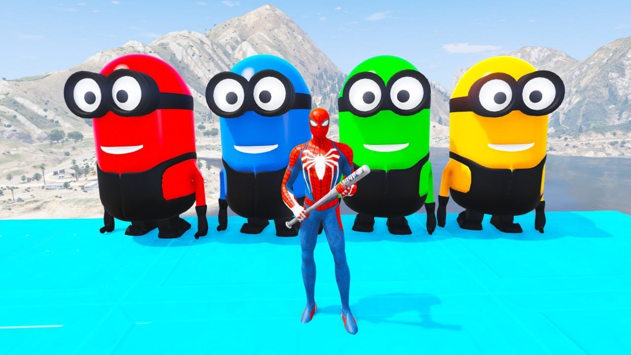 GTA 5 Epic Ragdolls | RED SPIDERMAN VS RED MINION VS GREEN MINION (Euphoria Physics/Funny Fails)