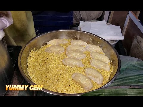 Incredibly delicious Japanese dumplings Gedze with different fillings. Thai street food