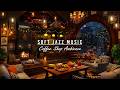 Cozy April Rainy Coffee Shop Ambience 🌧️ Soft Jazz with Gentle Rain Sounds &amp; Crackling Fire to Relax