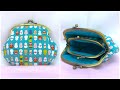 がま口ポーチ作り方　親子がま口口金　how to make a pouch　付属の型紙で作ってみた。がま口財布