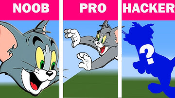 Tom and Jerry - Tom Pixel Art in Minecraft - How to Draw? Noob vs Pro vs Hacker