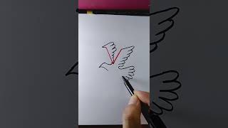رسم طائر من حرف V