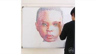 Pointillism Portraits Made With Marker Pens by Toru