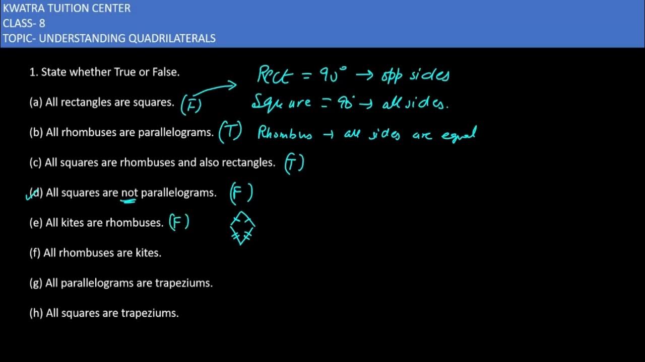 1 state whether true or false a all rectangles are squares b all