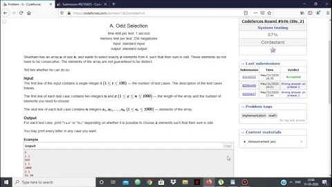 Codeforces Round #646 Div2 A Odd Selection Video Tutorial