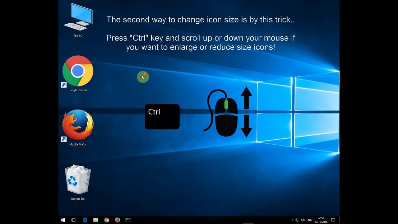 Change Desktop Icons Text And App Size In Windows 10 Youtube