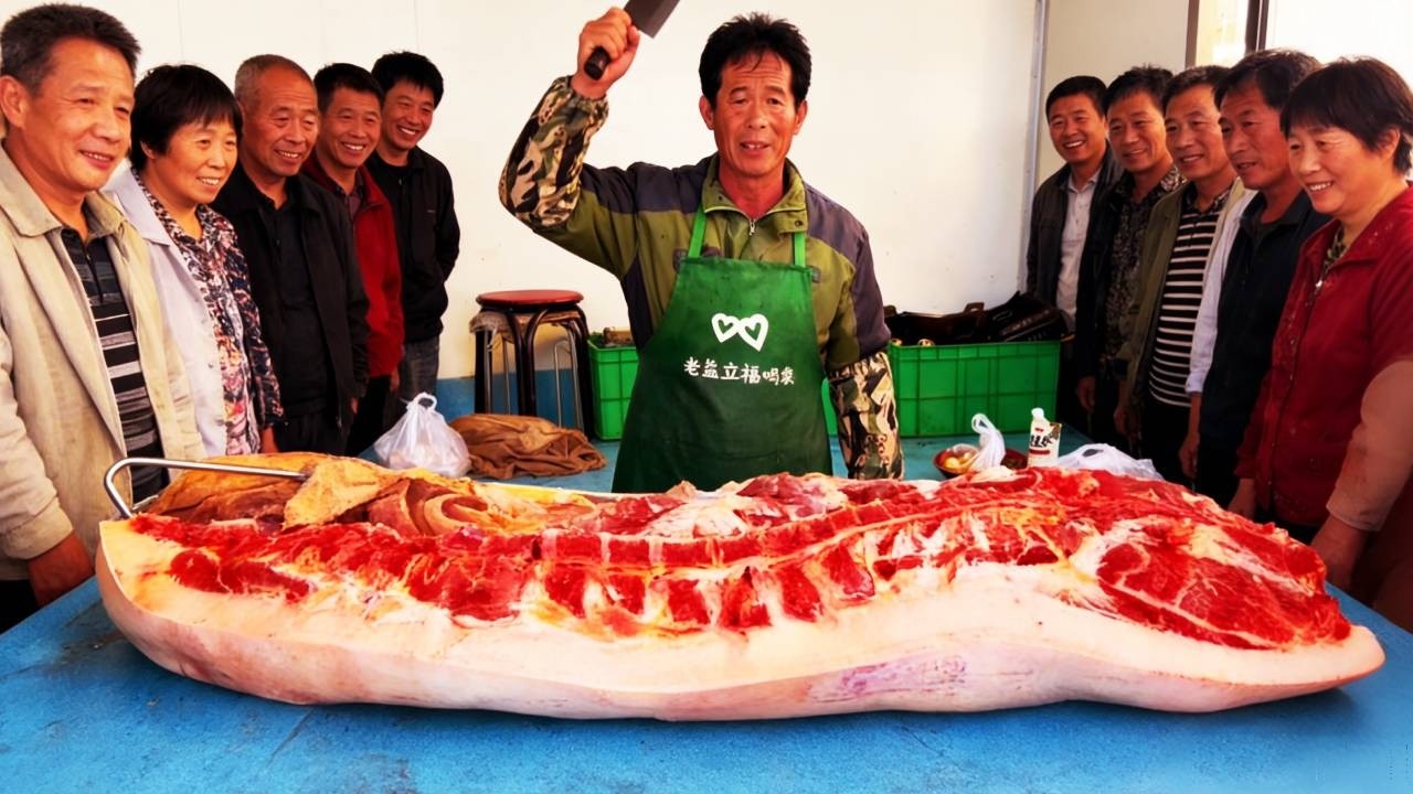 老孟今天又來大客戶了，這哥們一下買了好幾十公斤大肥肉，真狠！ 【立福128】