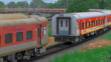 Electric Engine Coupling LHB Dusty Red Coaches To 1AC Rajdhani Express Coaches/ train simulator 