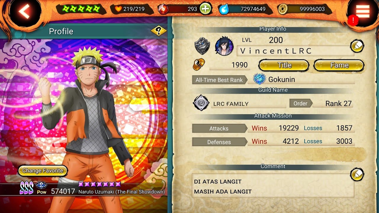 Review Account Vincent LRC  • Naruto X Boruto Ninja Voltage