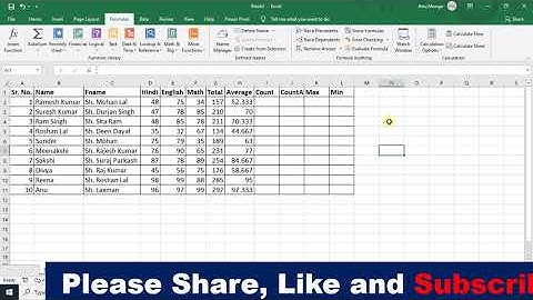 Sum, Average, Maximum and Minimum, Count function in Excel 2019 in Hindi || By : Hitesh Wadhwa