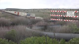 EBD BNSF stacktrain @ closed  RT 66  bridge @ Crookton, AZ, May 2016