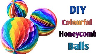 How to make: easy paper Honeycomb ball || Festival Decoration Ideas|| DIY