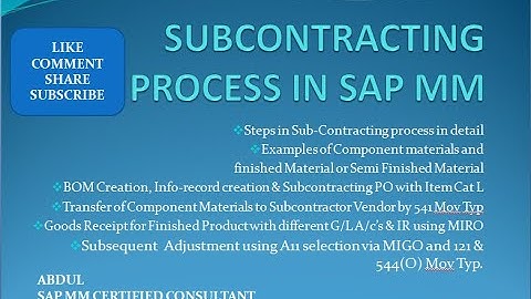 Subcontracting in SAP MM