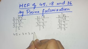 Hcf of 45 18 and 36 by prime factorization method || in Urdu /Hindi ||